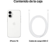Apple iPhone 16 (2024), 128 GB, Blanco, 5G, 6.1" OLED Super Retina XDR, Chip A18 Bionic