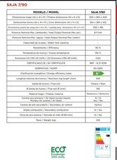 Cocina de Leña Hergom Saja 7/90 Clásica Pulida – 11 kW con Horno de Gran Capacidad y Doble Combustión