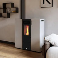 Estufa de Pellet PASILLO 10 kW | Diseño Extraplano (25 cm fondo), Rendimiento 92.66%, Clase A+ (Blanca)