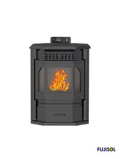 Estufa de Pellets Canalizable FUJI R12 – 12 kW con Diseño Vintage y Triple Cristal Panorámico
