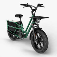Bicicleta Eléctrica de Carga Fiido T2 Longtail, 750W, Capacidad 150 kg, Verde