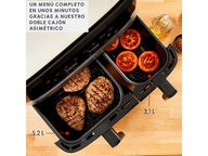 Freidora de Aire Moulinex Dual Fry & Grill EZ905D (8.3L) | Doble Cesta Asimétrica (5.2L+3.1L), 2700W, Función Grill, WiFi (Inox)