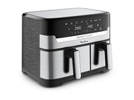 Freidora de Aire Moulinex Dual Fry & Grill EZ905D (8.3L) | Doble Cesta Asimétrica (5.2L+3.1L), 2700W, Función Grill, WiFi (Inox)