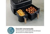 Freidora de Aire Philips Airfryer NA352/00 (Serie 3000) | Doble Cesta Asimétrica (6L + 3L), 2750W, Tecnología Rapid Air (Negro y Dorado)