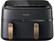 Freidora de Aire Philips Airfryer NA352/00 (Serie 3000) | Doble Cesta Asimétrica (6L + 3L), 2750W, Tecnología Rapid Air (Negro y Dorado)