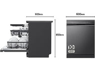 Lavavajillas LG DF365FMS, Independiente 60 cm, 14 cubiertos, 10 programas, Negro